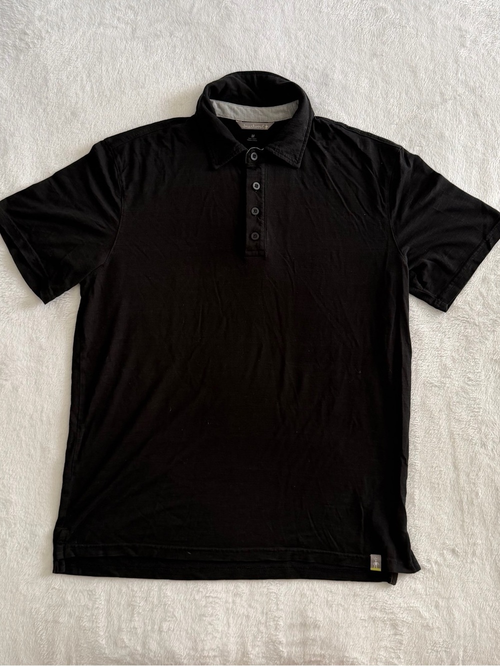 Smartwool Solid Black Pattern Merino Wool
Blend Short Sleeve Polo Shirt Size M